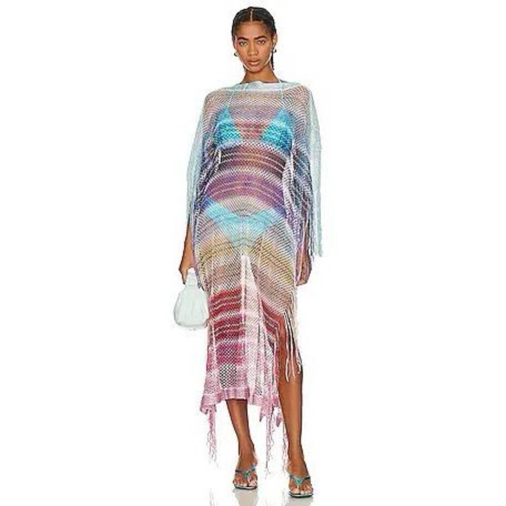 NWT Missoni Striped Open-knit Fringed Kaftan Medium